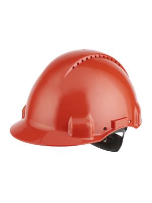 3M™ Hard Hat, Uvicator, Ratchet, Ventilated, Plastic Sweatband, Red, G3000NUV-RD Image