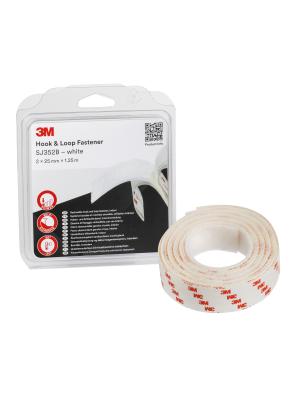 3M™ Hook and Loop Fastener SJ352B, White, 25 mm x 1.25 m, 4.4 mm, Blister IPC Image