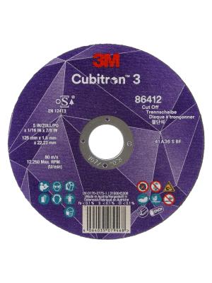 3M™ Cubitron™ 3 Cut-Off Wheel, 89623, 60+, T41, 75 mm x 1 mm x 9.53 mm, EN, 25/ Pack, 50 ea/Case Image
