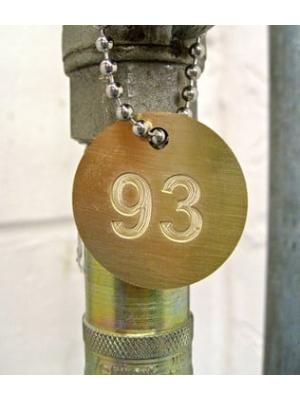 38mm dia Brass natural valve tags - Sequence 51 to 75 Image