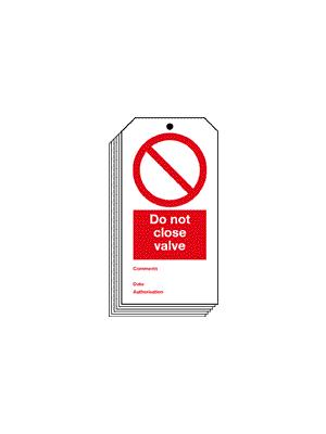 Do Not Close Valve Tag Image