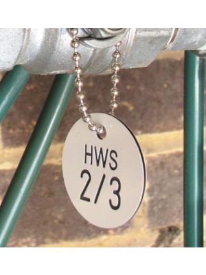 27mm dia. 1.6mm Traffolyte valve tags Sequence 51 to 75 Image