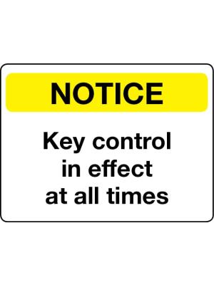 Key control in effect at all times sign Image