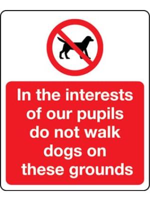 In the interests of our pupils do not walk dogs on these grounds sign Image