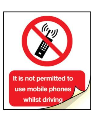 It is not permitted to use mobile phones whilst driving labels  50mm x 75mm strips of 20 Image