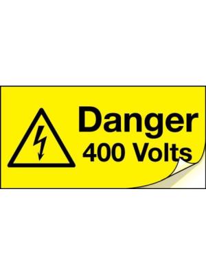 DANGER 400 Volts labels 100mm x 50mm strips of 50 Image