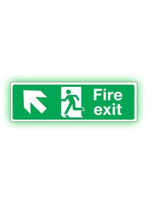 Fire Exit sign arrow diagonal up double sided sign Image