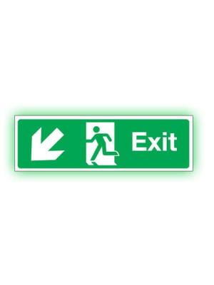 Fire Exit sign arrow diagonal down double sided sign Image
