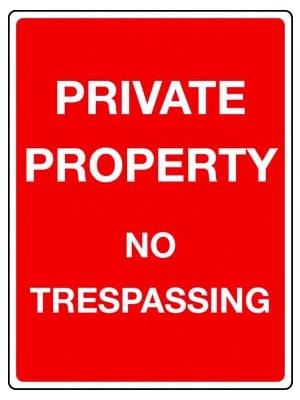 PRIVATE PROPERTY, NO TRESPASSING sign Image