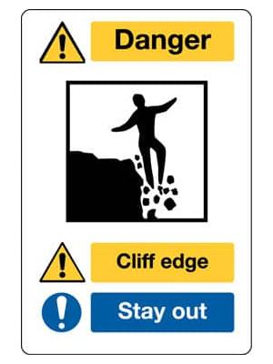 Danger, Cliff edge, Stay out sign Image