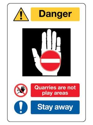 Quarries are not play areas sign Image