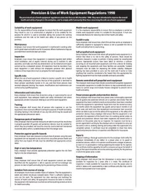 Provision & Use of Work Equipment Regulations 1998 sign Image