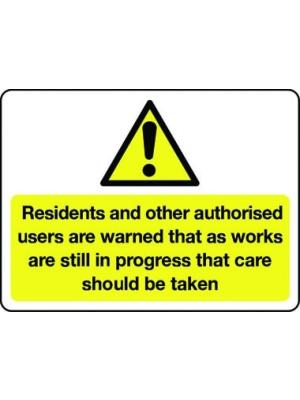 Residents and other authorised users take care... sign Image