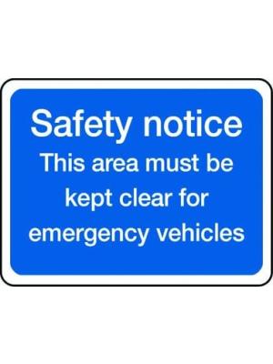 Safety notice, keep clear for emergency vehicles sign Image