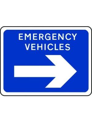 EMERGENCY VEHICLES arrow right sign Image