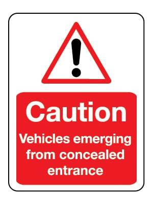 Caution Vehicles emerging from concealed entrance sign Image