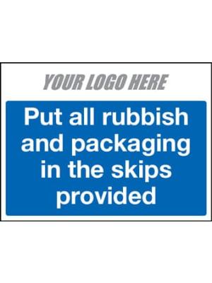 Rubbish & Packaging In Skips Sign Image
