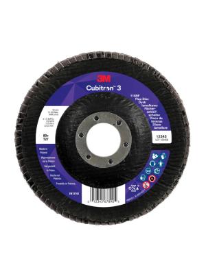 3M™ Cubitron™ 3 Flap Disc 1169F, 80+, T27-Flat, 115 mm x 22.23 mm, 10/Pack, 100 ea/Case Image
