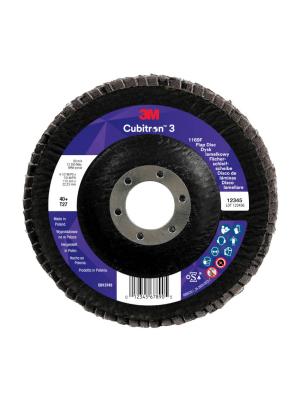 3M™ Cubitron™ 3 Flap Disc 1169F, 40+, T27-Flat, 115 mm x 22.23 mm, 10/Pack, 100 ea/Case Image